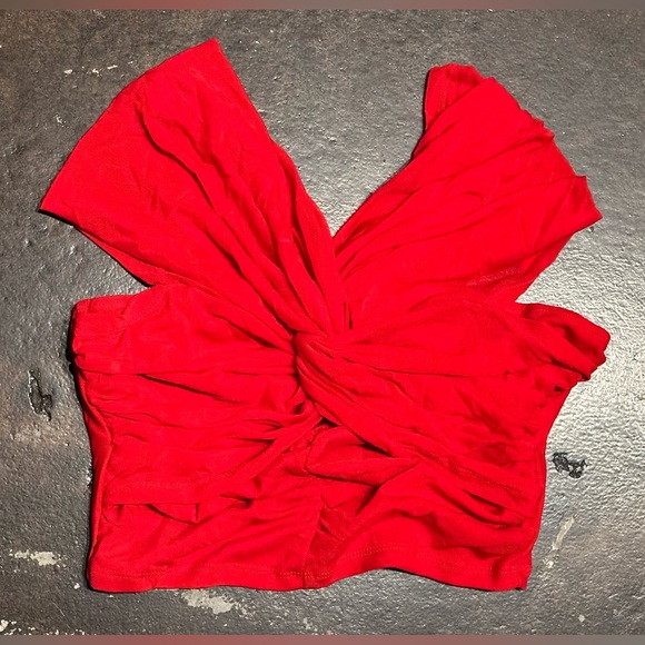 SHEIN Tops - Off The Shoulders Mesh Red Crop Top Size Large Retro Pinup
